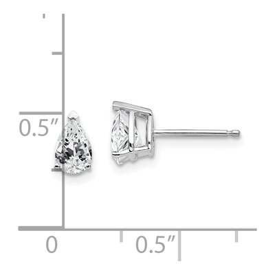 14K White Gold CZ Pear Stud Earrings – view 4