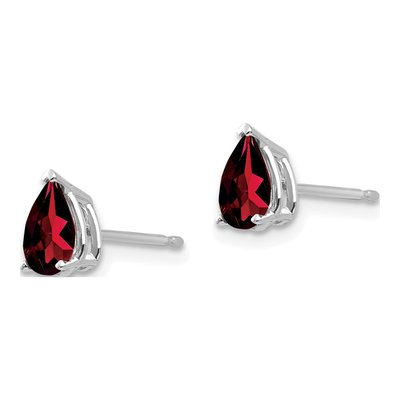 14K White Gold Garnet Pear Stud Earrings – view 2