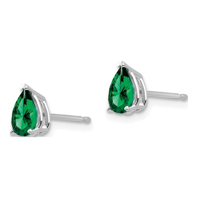 14K White Gold Lab-Created Helenite Pear Mount St Helens Stud Earrings – view 2
