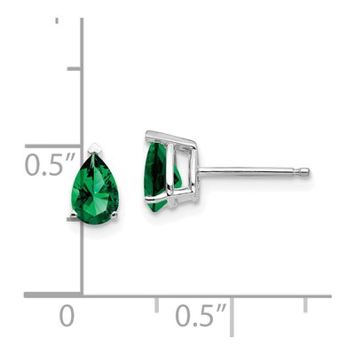14K White Gold Lab-Created Helenite Pear Mount St Helens Stud Earrings – view 4