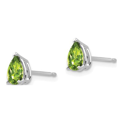 14K White Gold Peridot Pear Stud Earrings – view 2