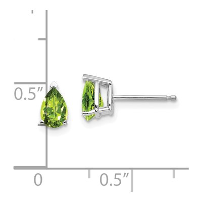 14K White Gold Peridot Pear Stud Earrings – view 4