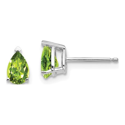 14K White Gold Peridot Pear Stud Earrings