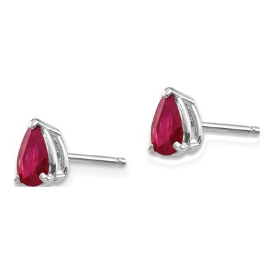 14K White Gold Ruby Pear Stud Earrings – view 3