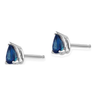 14K White Gold Sapphire Pear Stud Earrings – view 3