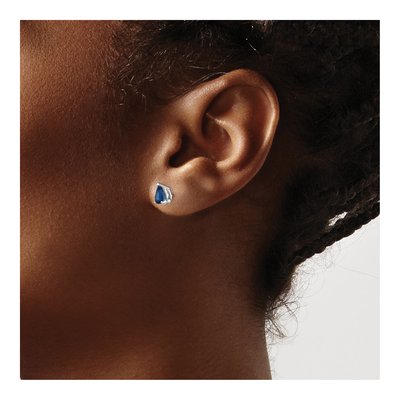 14K White Gold Sapphire Pear Stud Earrings – view 4