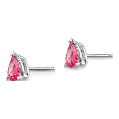 14K White Gold Pink Spinel Pear Stud Earrings – view 2