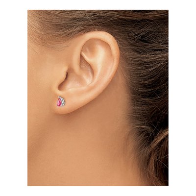 14K White Gold Pink Spinel Pear Stud Earrings – view 3