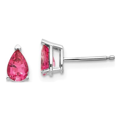 14K White Gold Pink Spinel Pear Stud Earrings