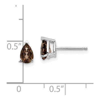 14K White Gold Smoky Quartz Pear Stud Earrings – view 4