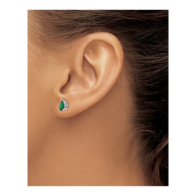 14K White Gold Tsavorite Garnet Pear Stud Earrings – view 4