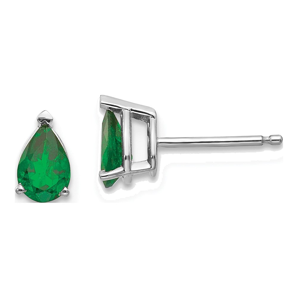 14K White Gold Tsavorite Garnet Pear Stud Earrings