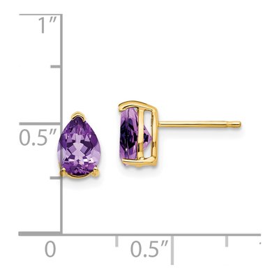 14K Yellow Gold Amethyst Pear Stud Earrings – view 5