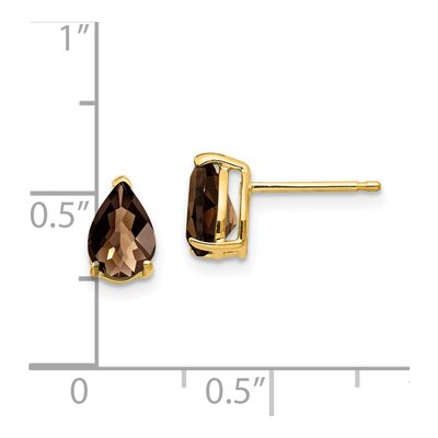 14K Yellow Gold Smoky Quartz Pear Stud Earrings – view 4