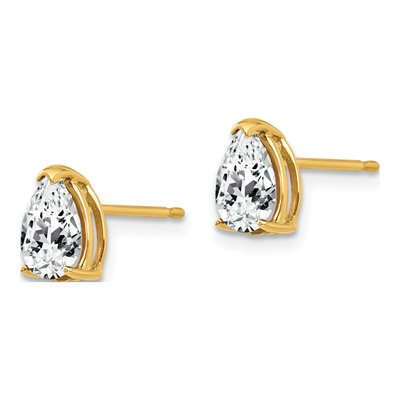 14K Yellow Gold CZ Pear Stud Earrings – view 2