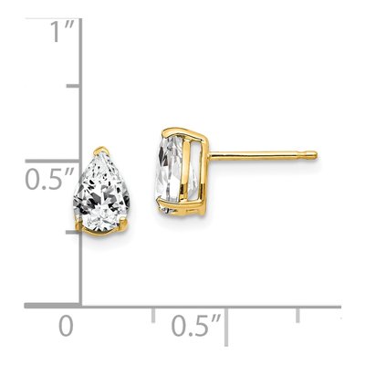 14K Yellow Gold CZ Pear Stud Earrings – view 4