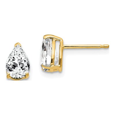 14K Yellow Gold CZ Pear Stud Earrings