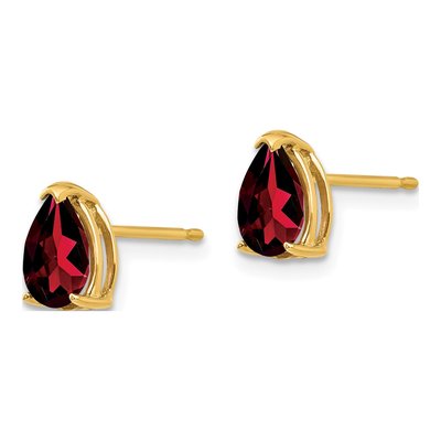 14K Yellow Gold Garnet Pear Stud Earrings – view 3