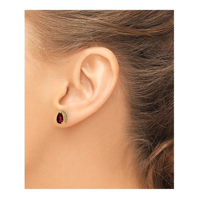 14K Yellow Gold Garnet Pear Stud Earrings – view 4
