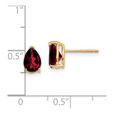 14K Yellow Gold Garnet Pear Stud Earrings – view 5