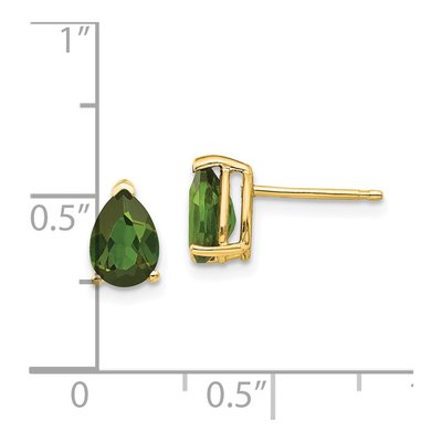 14K Yellow Gold Pear Green Tourmaline Stud Earrings – view 4