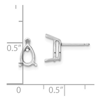 14K White Gold Pear Earring Mounting – view 4