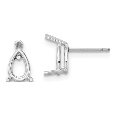 14K White Gold Pear Earring Mounting