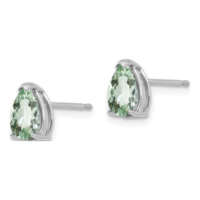 14K White Gold Green Quartz Pear Stud Earrings – view 2