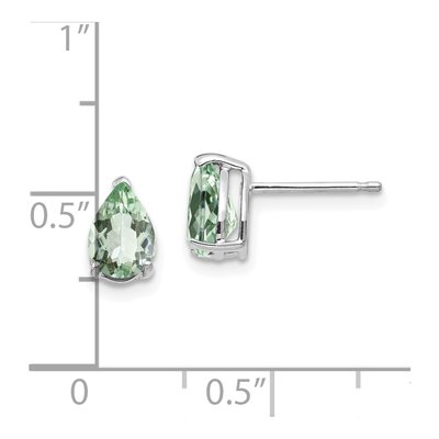 14K White Gold Green Quartz Pear Stud Earrings – view 4