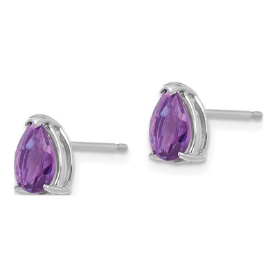 14K White Gold Amethyst Pear Stud Earrings – view 3