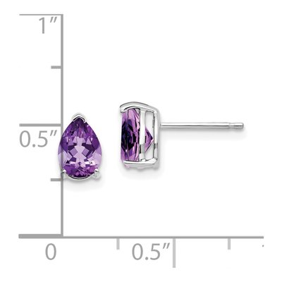 14K White Gold Amethyst Pear Stud Earrings – view 5