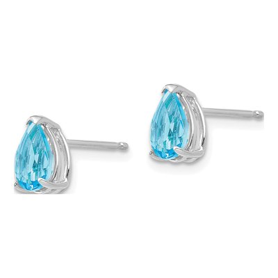 14K White Gold Swiss Blue Topaz Pear Stud Earrings – view 3