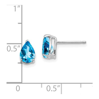 14K White Gold Swiss Blue Topaz Pear Stud Earrings – view 5