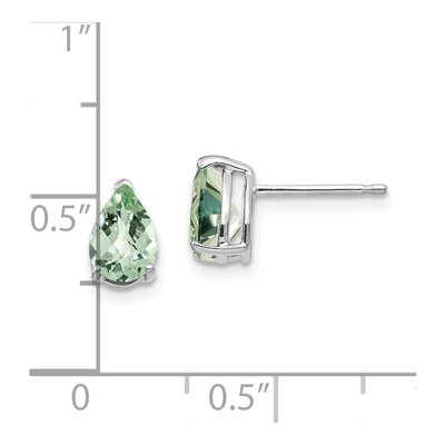 14K White Gold Green Quartz Pear Stud Earrings – view 4