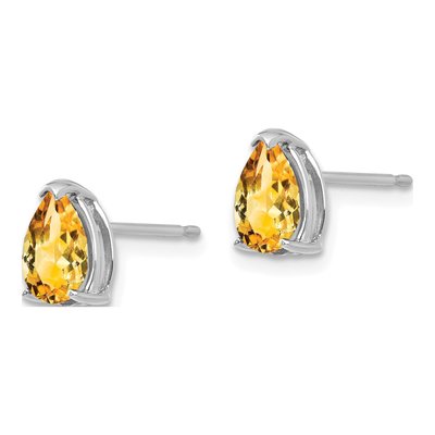 14K White Gold Citrine Pear Stud Earrings – view 3