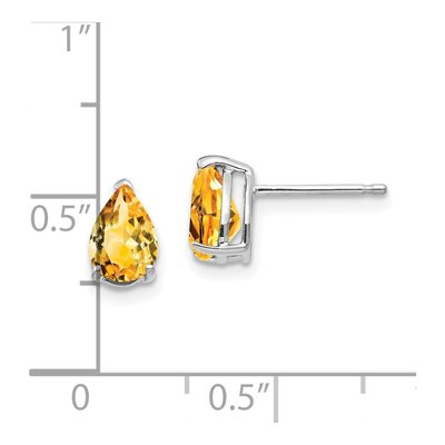 14K White Gold Citrine Pear Stud Earrings – view 5