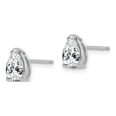 14K White Gold CZ Pear Stud Earrings – view 3