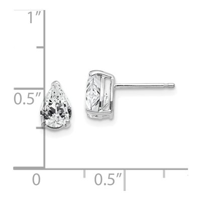 14K White Gold CZ Pear Stud Earrings – view 5
