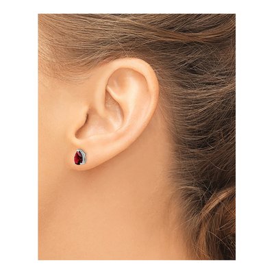 14K White Gold Garnet Pear Stud Earrings – view 4
