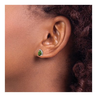 14K White Gold Pear Green Tourmaline Stud Earrings – view 3