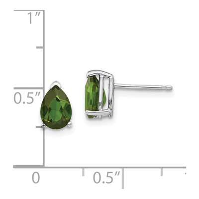 14K White Gold Pear Green Tourmaline Stud Earrings – view 4