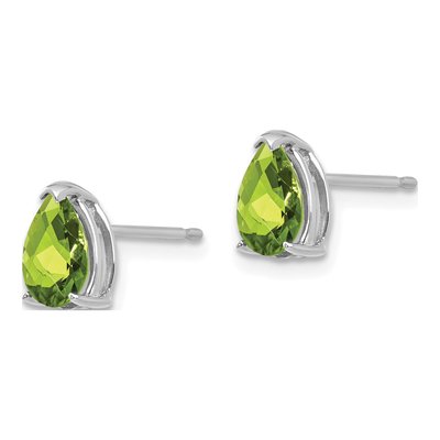 14K White Gold Peridot Pear Stud Earrings – view 2