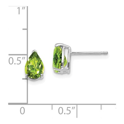 14K White Gold Peridot Pear Stud Earrings – view 4