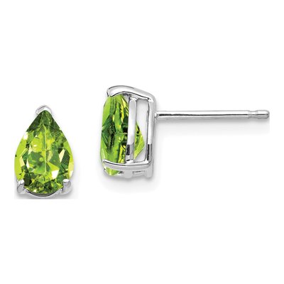 14K White Gold Peridot Pear Stud Earrings