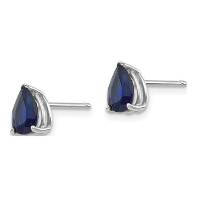 14K White Gold Sapphire Pear Stud Earrings – view 2