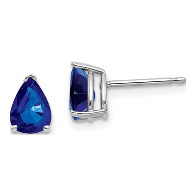 14K White Gold Sapphire Pear Stud Earrings