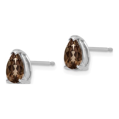14K White Gold Smoky Quartz Pear Stud Earrings – view 2