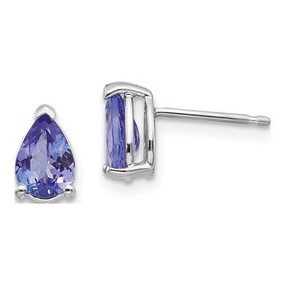 14K White Gold Tanzanite Pear Stud Earrings