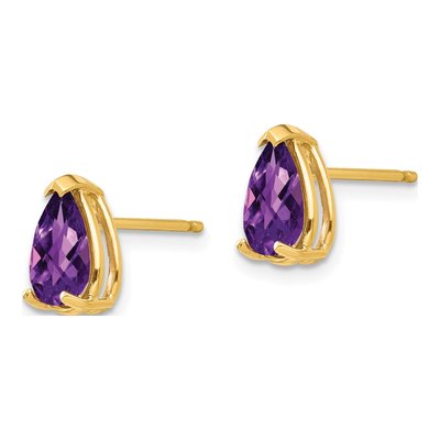 14K Yellow Gold Amethyst Pear Stud Earrings – view 2
