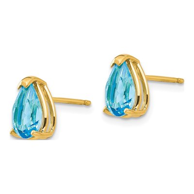14K Yellow Gold Swiss Blue Topaz Pear Stud Earrings – view 3